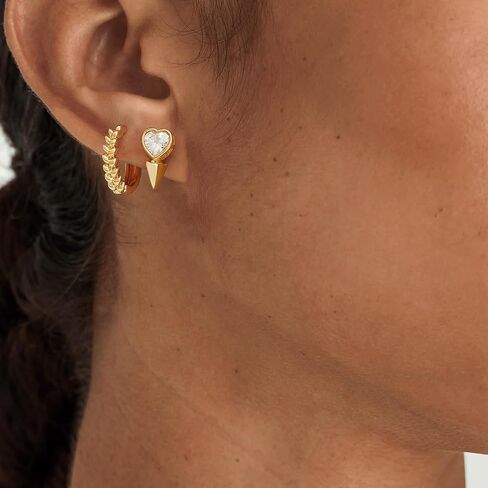 MYEARS Women Flower Earrings Gold Huggie Hoop Triple Cluster Sleeper Diamond Cubic Zirconia 14K Gold Filled Small Simple Handmade Hypoallergenic Everyday Jewelry in Kuwait
