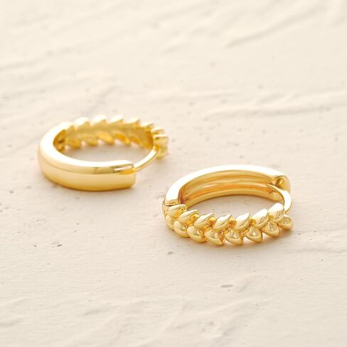 MYEARS Women Flower Earrings Gold Huggie Hoop Triple Cluster Sleeper Diamond Cubic Zirconia 14K Gold Filled Small Simple Handmade Hypoallergenic Everyday Jewelry in Kuwait
