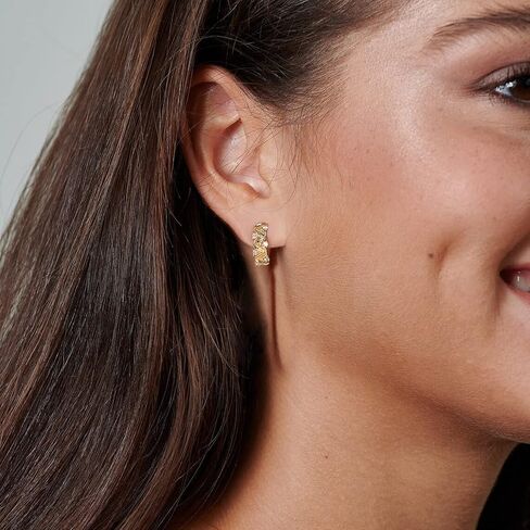 MYEARS Women Flower Earrings Gold Huggie Hoop Triple Cluster Sleeper Diamond Cubic Zirconia 14K Gold Filled Small Simple Handmade Hypoallergenic Everyday Jewelry in Kuwait