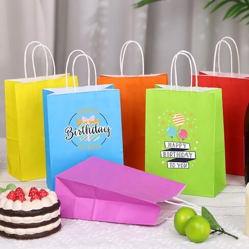 OUTUXED 30pcs Paper Gift Bags with 30 Tissues Bulk, 6 Colors Party Favor Bags with Handles, Small Goodie Bags Gift Bags for Birthday, Baby Shower, Party Supplies and Crafts in Saudi Arabia