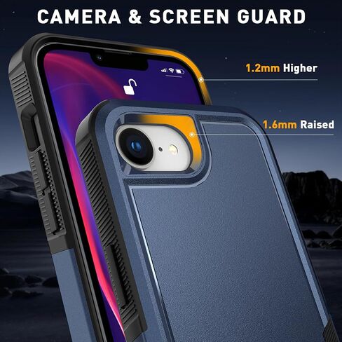 for iPhone 16e Case with HD Screen Protector, 10 FT Military Grade Drop Protection, Anti-Slip Phone Case, Black in Kuwait