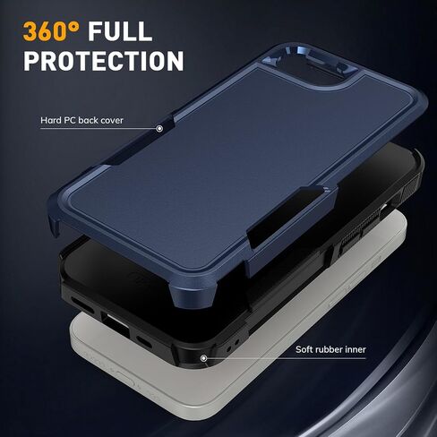 for iPhone 16e Case with HD Screen Protector, 10 FT Military Grade Drop Protection, Anti-Slip Phone Case, Black in Kuwait