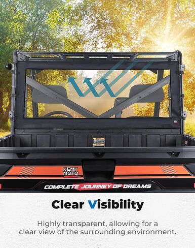 KEMIMOTO Zippered Soft Rear Window Roll Up/Down Compatible with Polaris Ranger XP 1000 / Crew 2017-2024, Polaris Ranger 1000/Crew 2020-2024, Ranger XP 900 2013-2019 PVC Waterproof Panel in Kuwait