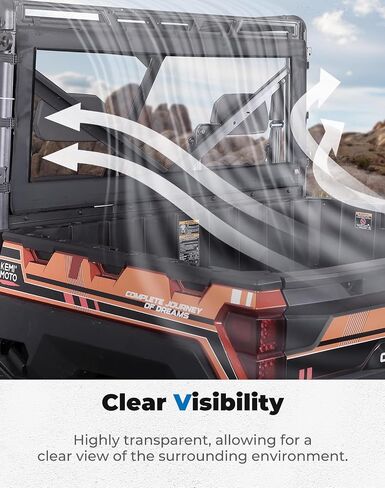 KEMIMOTO Zippered Soft Rear Window Roll Up/Down Compatible with Polaris Ranger XP 1000 / Crew 2017-2024, Polaris Ranger 1000/Crew 2020-2024, Ranger XP 900 2013-2019 PVC Waterproof Panel in Kuwait
