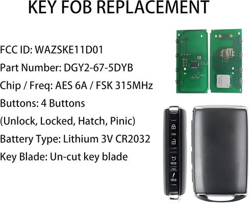 Smart Key for Mazda 2020-2024, Alliskeys Proximity Key Fob Replacement for Mazda CX-30 CX-50 CX-90 2020-2024 WAZSKE11D01 DGY2-67-5DYB in Kuwait