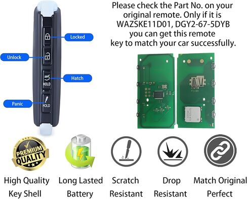 Smart Key for Mazda 2020-2024, Alliskeys Proximity Key Fob Replacement for Mazda CX-30 CX-50 CX-90 2020-2024 WAZSKE11D01 DGY2-67-5DYB in Kuwait