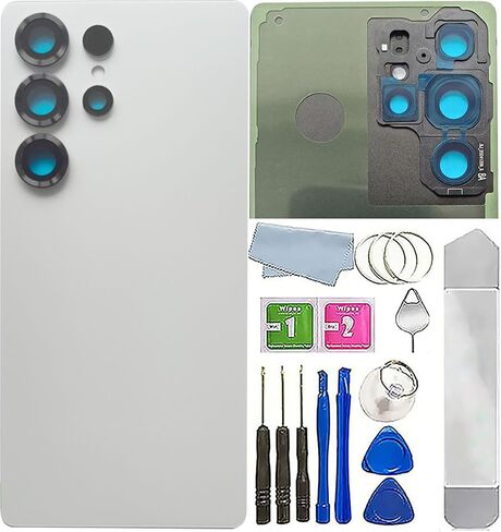 S25 Ultra Back Glass Cover Replacement Compatible with Samsung Galaxy S25 Ultra All Versions,Back Cover Waterproof Housing Door with Camera Glass Lens and Tape Parts+Tools (Whitesilver) in Saudi Arabia