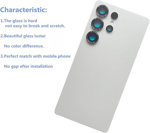 S25 Ultra Back Glass Cover Replacement Compatible with Samsung Galaxy S25 Ultra All Versions,Back Cover Waterproof Housing Door with Camera Glass Lens and Tape Parts+Tools (Whitesilver) in Saudi Arabia