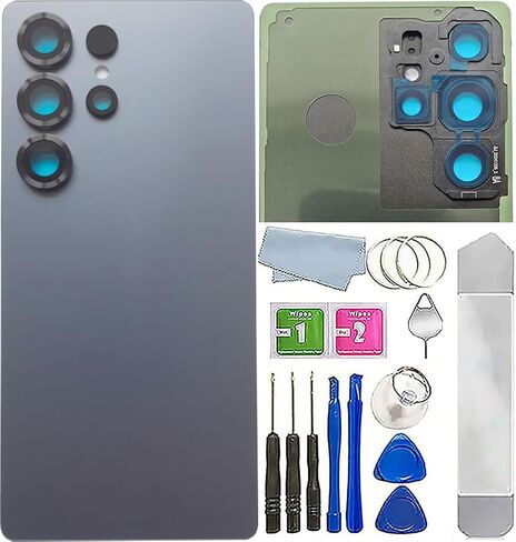 S25 Ultra Back Glass Cover Replacement Compatible with Samsung Galaxy S25 Ultra All Versions,Back Cover Waterproof Housing Door with Camera Glass Lens and Tape Parts+Tools (Whitesilver) in Saudi Arabia