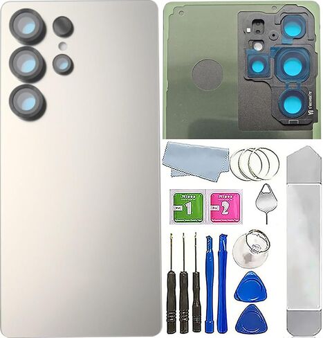 S25 Ultra Back Glass Cover Replacement Compatible with Samsung Galaxy S25 Ultra All Versions,Back Cover Waterproof Housing Door with Camera Glass Lens and Tape Parts+Tools (Whitesilver) in Saudi Arabia
