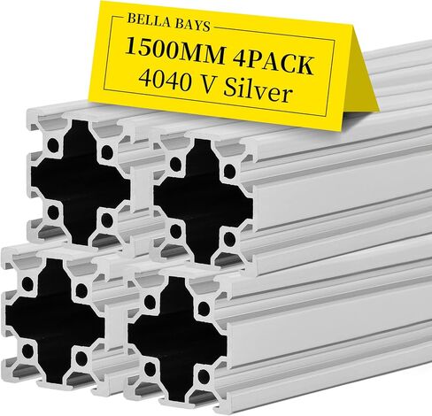 BELLA BAYS 4pcs 19.69 inch 500mm 4040 T Slot Aluminum Extrusion Profile European Standard Anodized Black Extruded Linear Rail Guide Frame for 3D Printer Laser Engraving Machine CNC Workbench DIY in Saudi Arabia