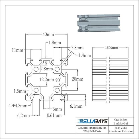 BELLA BAYS 4pcs 19.69 inch 500mm 4040 T Slot Aluminum Extrusion Profile European Standard Anodized Black Extruded Linear Rail Guide Frame for 3D Printer Laser Engraving Machine CNC Workbench DIY in Saudi Arabia