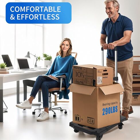 Folding Hand Truck,290LBS Heavy Duty Foldable Dolly Cart,Foldable Platform Truck with 5 Wheels & 2 built-in fixed elastic cords,3-Stage Adjustable Handle Luggage Cart for Travel,Moving,Shopping in Saudi Arabia