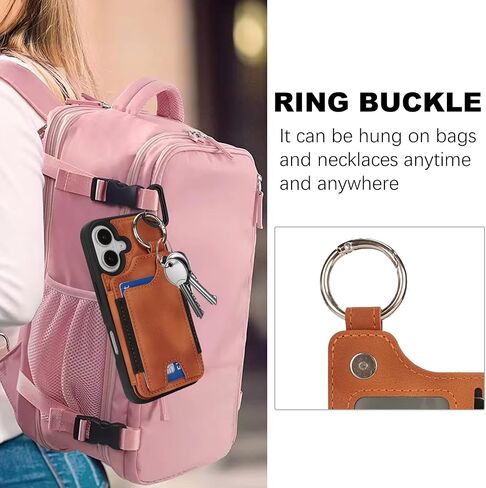SailorTech Case for iPhone 16 Phone Case with Keychain Ring Credit Card Holder for Women,for iPhone 16 Leather Case Wallet with Kickstand Card Slots Fashionable Case for Men- Khaki in Saudi Arabia