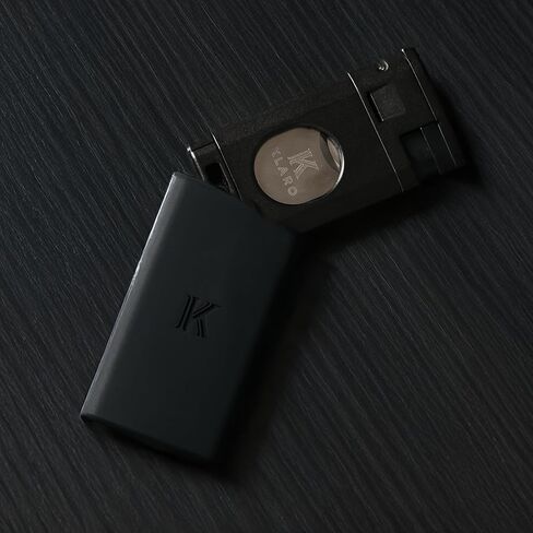 KLARO Triple Torch Lighter and Guillotine Cutter - Protective Lighter Cover, Manual Straight Cut – Black Powder-Coated Finish – Cigar Lighter for Men in Kuwait