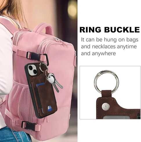 Case for iPhone 15 Phone Case with Keychain Ring Credit Card Holder for Women, for iPhone 15 Leather Case Wallet with Kickstand Card Slots Fashionable Case for Men- Teal in Kuwait