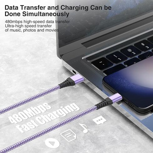 كابل USB C من النوع C بطول 10 أقدام، سلك شحن سريع مجدول من النايلون 3A، كابل سلك شاحن USB A إلى النوع C لهاتف iPhone 15 Samsung Galaxy S20 S10 S9 S8 Plus S10E، Note 20 10 9 8، Moto G7 G8 in Kuwait