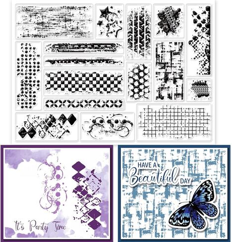 GLOBLELAND Vintage Background Clear Stamps for Cards Making Retro Text Background Clear Stamp Seals Transparent Stamps for Photo Album Journal Home Decoration in Saudi Arabia