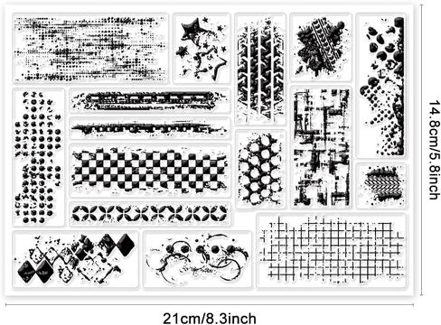 GLOBLELAND Vintage Background Clear Stamps for Cards Making Retro Text Background Clear Stamp Seals Transparent Stamps for Photo Album Journal Home Decoration in Saudi Arabia