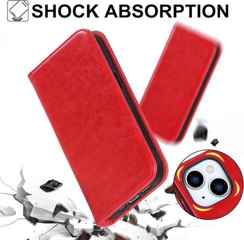 متوافق مع علبة iPhone 15 Plus Wallet ، علبة PU Leather Flip مع حاملي البطاقات Magnetic TPU Kickstand Folio مصممة لـ iPhone 15 Plus (6.7 بوصة) (أحمر) (أحمر) in Saudi Arabia