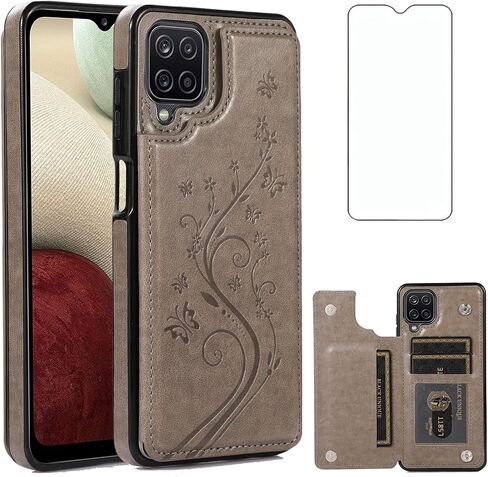 Asuwish Phone Case for Samsung Galaxy A12 with Tempered Glass Screen Protector Card Holder Wallet Cover Stand Flip Leather Cell Accessories Glaxay A 12 12A samsunga12case Cases Women Golden in Kuwait