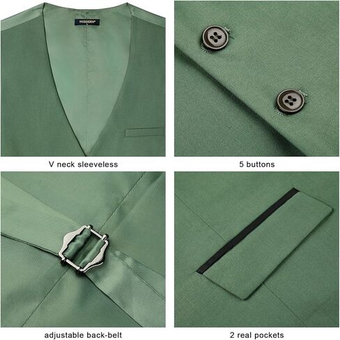 HISDERN Men's Suit Vest Business Suit Vests for Men Formal Slim Fit Solid Wedding Dress Waistcoat for V-Neck Tuxedo Vest in Kuwait