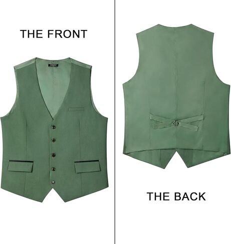 HISDERN Men's Suit Vest Business Suit Vests for Men Formal Slim Fit Solid Wedding Dress Waistcoat for V-Neck Tuxedo Vest in Kuwait