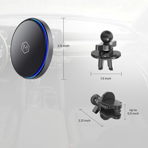 MAG Switch QI2 Wireless Car Charger Slot Slot Slot ، شاحن سريع 15W مع مفتاح تشغيل/إيقاف مدمج لشحن أكثر ذكاءً ، مغناطيس N52 قوي ، متوافق مع iPhone 12-16 in Kuwait
