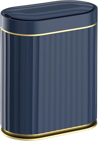 سلة مهملات الحمام من ELPHECO مع غطاء سلة قمامة بمستشعر صغير سعة 2 جالون، سلة مهملات ذكية نحيفة سعة 9 لتر، سلة مهملات أوتوماتيكية مقاومة للماء، سلة قمامة بلاستيكية ضيقة للحمام، أبيض وأسود in Kuwait