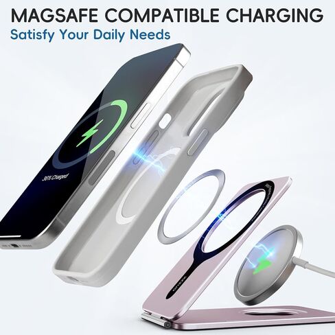 Cell Phone Stand,Adjustable Height and Angle Foldable Phone Holder for Desk, Aluminum Cell Phone Holder,Strong Magnetic Phone Stand Compatible with iPhone 16/15/14/13/12 Series (Pink) in Kuwait