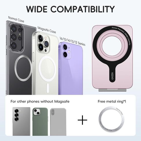 Cell Phone Stand,Adjustable Height and Angle Foldable Phone Holder for Desk, Aluminum Cell Phone Holder,Strong Magnetic Phone Stand Compatible with iPhone 16/15/14/13/12 Series (Pink) in Kuwait