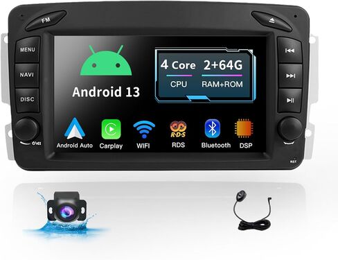 7 Inch 2+64G Car Stereo for Mercedes Benz C Class W209 CLK C-W203 A-W168 Viano SLK W170 Carplay Android 13 Auto Radio Touch Screen Dsp Navigation GPS 1998-2006 in Saudi Arabia
