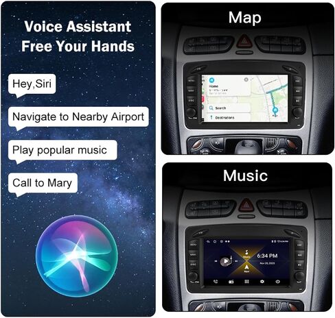 7 Inch 2+64G Car Stereo for Mercedes Benz C Class W209 CLK C-W203 A-W168 Viano SLK W170 Carplay Android 13 Auto Radio Touch Screen Dsp Navigation GPS 1998-2006 in Saudi Arabia