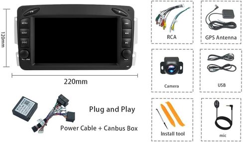 7 Inch 2+64G Car Stereo for Mercedes Benz C Class W209 CLK C-W203 A-W168 Viano SLK W170 Carplay Android 13 Auto Radio Touch Screen Dsp Navigation GPS 1998-2006 in Saudi Arabia