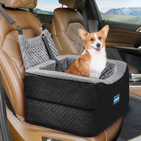 Dog Car Seat-Perfect Dog Car Seats for Small Medium Dogs Under 40 lbs,Dog Booster Car Seat with Adjustable Height,Small Dog Car Seat,Pet Car Seat,Dog Car Carrier with Removable Cushion (Brown) in Saudi Arabia