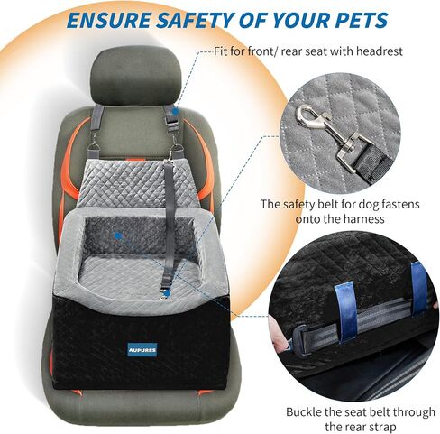 Dog Car Seat-Perfect Dog Car Seats for Small Medium Dogs Under 40 lbs,Dog Booster Car Seat with Adjustable Height,Small Dog Car Seat,Pet Car Seat,Dog Car Carrier with Removable Cushion (Brown) in Saudi Arabia