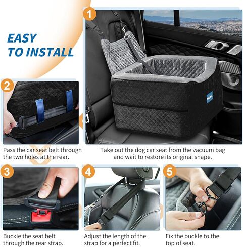 Dog Car Seat-Perfect Dog Car Seats for Small Medium Dogs Under 40 lbs,Dog Booster Car Seat with Adjustable Height,Small Dog Car Seat,Pet Car Seat,Dog Car Carrier with Removable Cushion (Brown) in Saudi Arabia