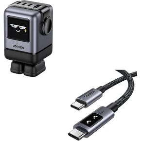 UGREEN Uno 100W Charger Bundle with Uno 3.3FT 100W USB C Cable for iPhone 16/16 Plus/16 Pro/16 Pro Max/15, MacBook Pro/Air, iPad Pro/Air, Galaxy S24 Ultra
