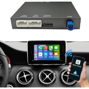 محول Carplay/Android Auto Adapter لـ Mercedes Benz A B cla gla c e ml gl glk slk ، مع نظام NTG 5.0 مع Bluetooth ، USB ، النسخ المتطابق ، الكاميرا ، التحكم الصوتي لملحقات Mercedes Benz