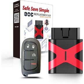 Simple Programmable Keyfob, Replacement Car Key Fob and DIY Programmer OBD Kit Compatible with Jeep Cherokee 2014-2018 Smart Keyless Entry Remote GQ4-54T 4A CHIP