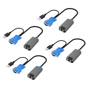 IP KVM Console + 4 Pack CAT6 VGA KVM