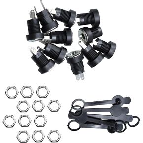24Pcs 5.5 x 2.1mm 2 Pin DC Power Female Jack Panel Mount Connector Sockets, DC Electrical Plug Connector Adapter with Dustproof Plug