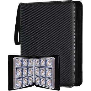 4 Pocket Trading Card Binder,Card Binder 400 Pockets Sports Cards Game Card Collection Binder Card Holder Binder Card Storage Album with Sleeves and Zipper (Black-400 Pockets) in Kuwait