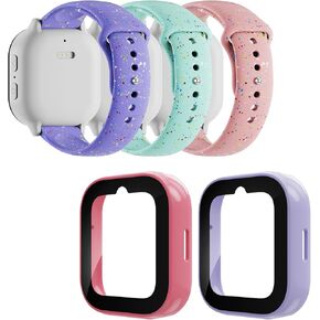 3 Pack Silicone Bands + 2 Pack Cases Compatible with Sync Up Kids Watch 2 Screen Protector for Kids