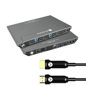 AV Access KVM Switch Dual Monitor 4K@60Hz و Fiber Optic 8K HDMI Cable 10m/33ft
