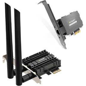 1000Mbps Gigabit Ethernet PCI Express PCI-E Network Card + PCI-E WiFi 6 Network Card AX1800Mbps for Desktop PC