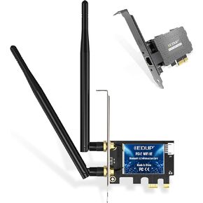 1000Mbps Gigabit Ethernet Pcie Network Card + PCIe WiFi 6E Card Bluetooth 5.2 AX 5400 Mbps AX210 Tri-Band 6Ghz/5.8GHz/2.4GHz