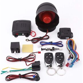 Qiilu Car Security Alarm System with Shock Sensor, Universal Car Alarm Security System Keyless Entry with 2 Remote Controls