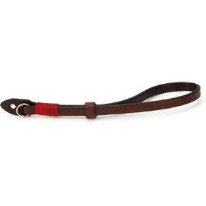 Cowhide Camera Wrist Strap with Red Accent, Dark Brown, Handcrafted Genuine Leather