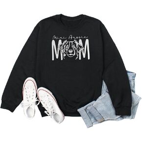 Mini Aussie Mom Sweatshirt for Women Fall Winter Long Sleeve Crewneck Pullover Tops Funny Gifts for Dogs Mama